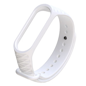 Replacement Lozenge Pattern TPE + TPU Wrist Strap for Xiaomi Mi Band 3 Smart Bracelet - White