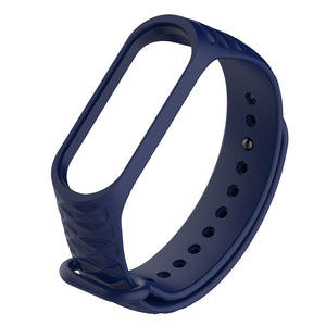Replacement Lozenge Pattern TPE + TPU Wrist Strap for Xiaomi Mi Band 3 Smart Bracelet - Midnight Blue