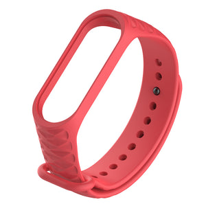 Replacement Lozenge Pattern TPE + TPU Wrist Strap for Xiaomi Mi Band 3 Smart Bracelet - Red