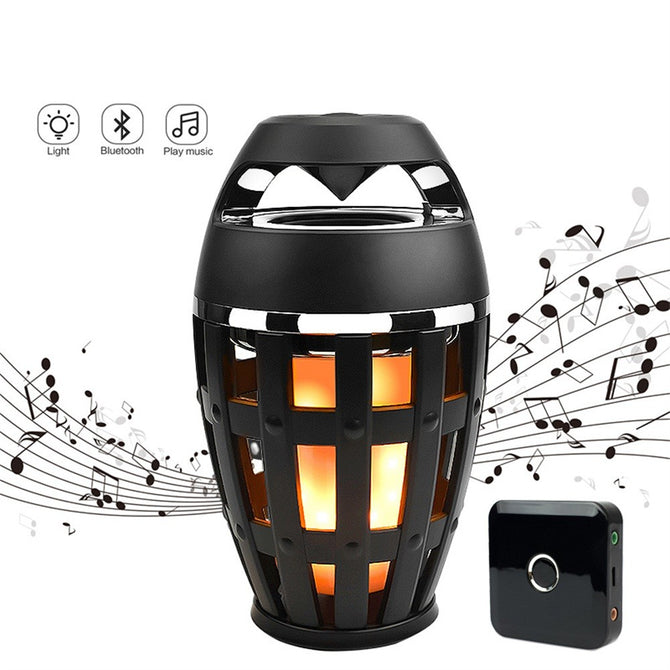 High Quality Flame Light Wireless Bluetooth Speaker Audio Stereo Portable Outdoor Speaker For Phone PC Computer Black/Speaker