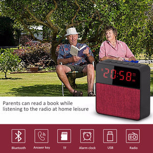 Clock Speaker Bluetooth Wireless Column TF Card Udisk FM Radio Portable Bluetooth Speakers Gray/Speaker