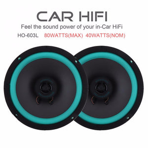 2Pcs 6.5 Inches 80W Car HiFi Coaxial Speakers, Universal Vehicle Auto Audio Music Stereo Full Range Frequency Speaker Green