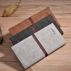 New Fashion Men\'s Long Wallets Youth Style Multi-Card Holder Thin Section Of Soft Leather Retro Wallet Card PU Package Black