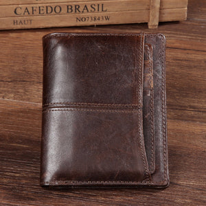 Mens Genuine Leather Short Wallet Money Coin Purse Fold Wallet With Detachable Cards Holder Coffee