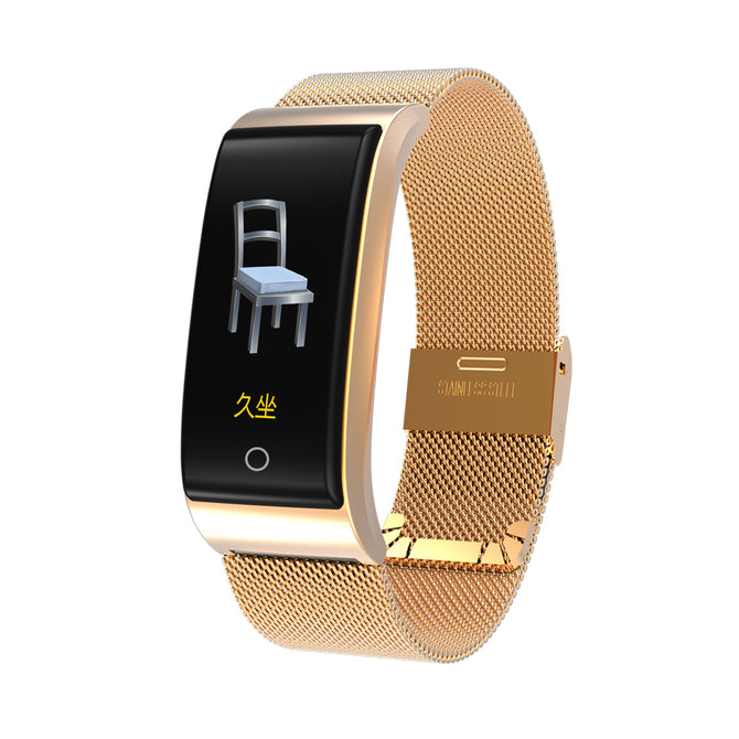 DMDG Color Screen Waterproof Smart Bracelet Fitness Tracker Heart Rate Blood Pressure Monitor Watch For IOS Android- Golden