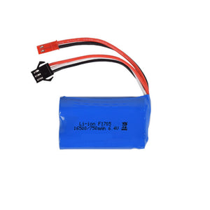 6.4V 750mAh Li-ion Battery, JST+SM-3P 16500*2 Rechargable Battery for Remote Control Car Boat Drone - Blue