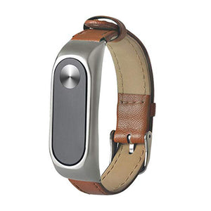 Replacement Business Leather Wristband Strap for Xiaomi Mi Band 2 Watch Bracelet - Brown