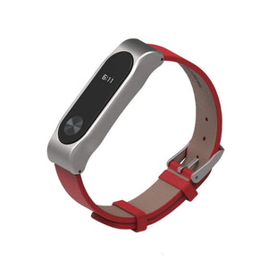 Replacement Business Leather Wristband Strap for Xiaomi Mi Band 2 Watch Bracelet - Red