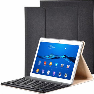 Durable Leather Tablet Case with Keyboard for Huawei M3 Youth Edition 10.1 Inches - Black