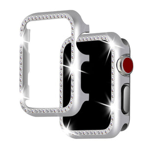 Miimall Ultra Thin Bumper Metal Cover with Bling Rhinestones Protective Case for Apple Watch 38mm Series 3 / 2 / 1 - Silver