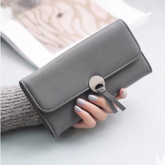 Simple Style PU Leather Long Wallet For Women, Hasp Purse / Phone Bag With Card Holder Black