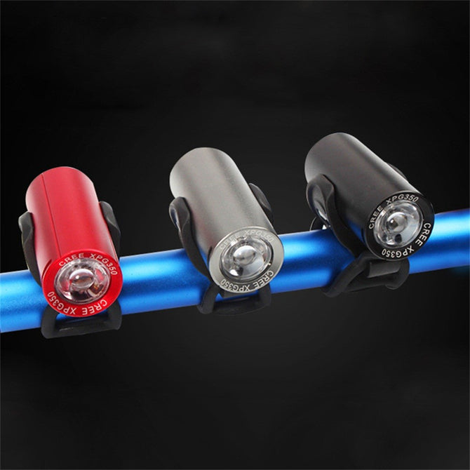 USB Rechargeable Bike Light, Front Handlebar Cycling LED Light, Battery Powered Flashlight Torch Headlight Light Grey