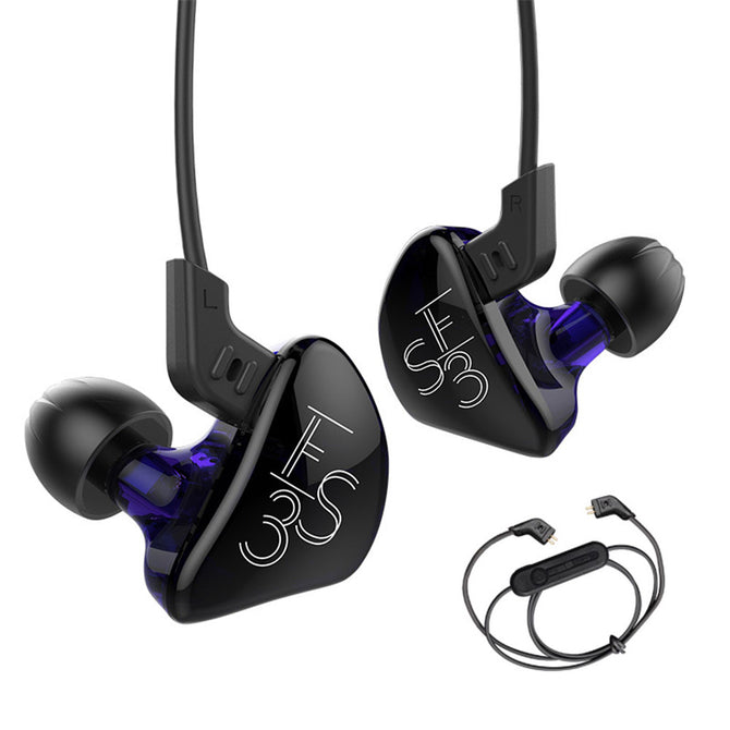 KZ ES3 Balanced Armature With Dynamic In-ear Earphone, Hybrid HiFi Headphone with Bluetooth Cable - Purple (No Microphone)