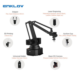 ENKLOV Universal Desktop Metallic Arm Gripper Holder Bracket and S1 PRO All Set Kit Black