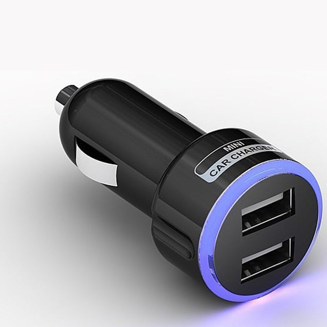 Universal Portable 5V 2.1A Fast Charge Dual USB Car Cigarette Lighter Slot Phone Charger Black/Universal