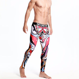 Low Waist Slim Men\'s Qiuku Long Johns, Fashion Patterns Tight Trousers Underwear Leggings Gray/XXL