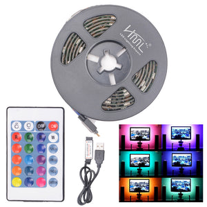 HML 5V 1M USB Bias 5050 x 30 RGB Light Waterproof LED Strip Light with 24key Remote Control