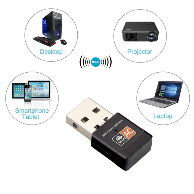 JEDX AC600 Portable 2.4/5.0G Wi-Fi USB Adapter Dongle, Wireless Network Card