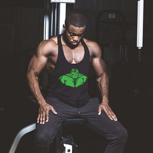 Muscleguys Brand Gyms Clothing Bodybuilding Stringer Tank Top Men Fitness Vest Print Hulk Cotton Singlet Black/XXL