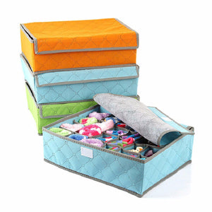 Underwear Bra Organizer Storage Box 3 Colors Bamboo Charcoal Drawer Closet Organizers Boxes For Underwear Socks Blue