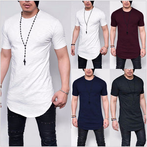 Summer New Solid Color Slim Men\'s Short-sleeved T-shirt, Casual O-neck T-shirt, Simple Fashion Men Clothing Navy Blue/M