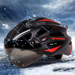 MOON Magnetic Goggles 275g MTB Road Mountain Cycling Bicycle Helmet In-mold Lens Bike Helmet 55-58cm Black