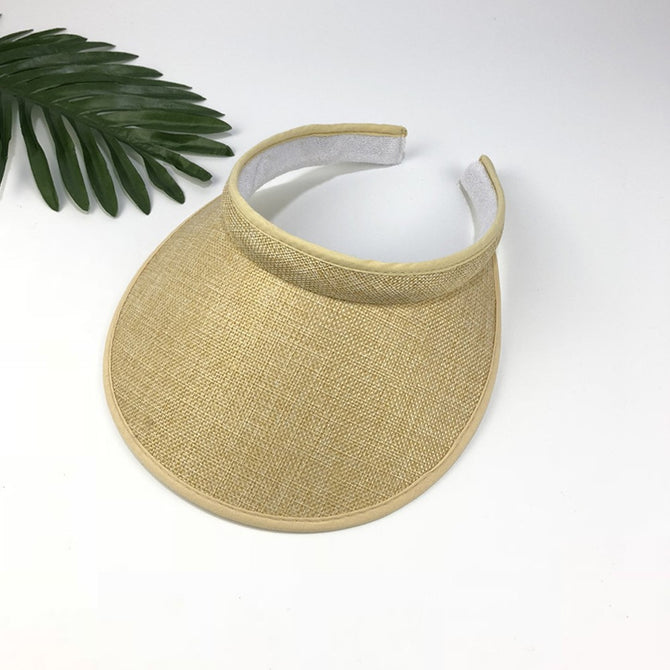 Women Outdoor Fishing Cycling Empty Top Hat Casual Visor Cap Wear Resistant Linen Anti UV Caps Caffee