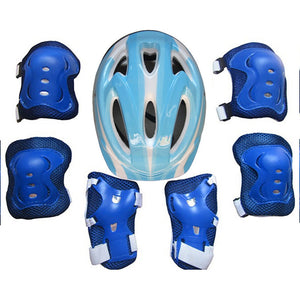 7Pcs Ice Skating Elbow Knee Protective Gear Bicycle Kid Helmet Child Sports Safety Scooter Cycling Set For 5-13 Year-old Red