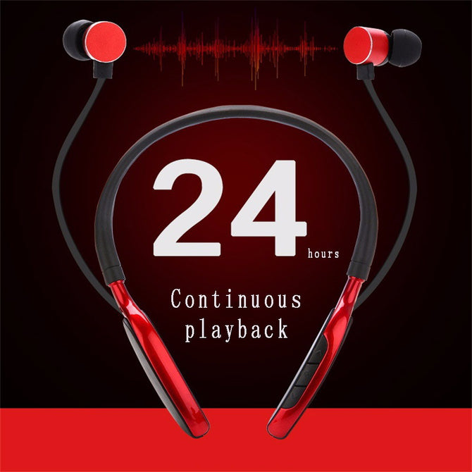 ST-168k Outdoor Sports Neckband Wireless Bluetooth Headset Mobile Phone Bluetooth Headphone Earbuds, Support TF Card Red