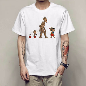 New Guardians Of The Galaxy 2 Men\'s T-shirt, Summer Fun Cartoon Pattern T-Shirt, Cool Male Tops White/XL