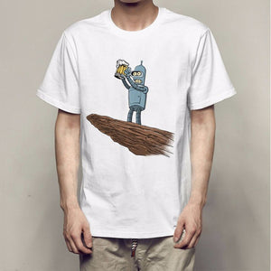 Deadpool Series Printing Men\'s T-Shirt, Cartoon Round Neck Short-Sleeve Cool Men\'s Shirt Tees For Summer White/XXXL