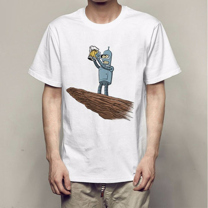 Deadpool Series Printing Men\'s T-Shirt, Cartoon Round Neck Short-Sleeve Cool Men\'s Shirt Tees For Summer White/XXXL