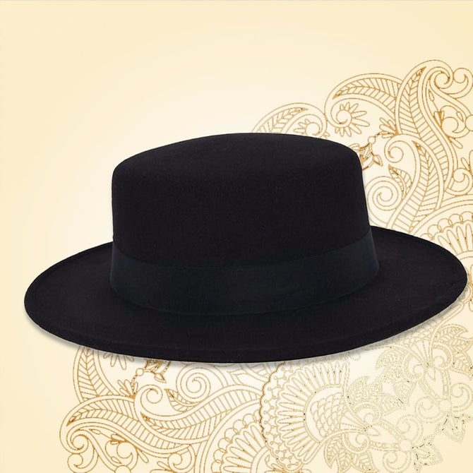 Fashion Wide Flat Brim Jazz Woolen Felt Fedora Trilby Hat Buckle Lady Formal Party Black Top Hats 2 Colors Black