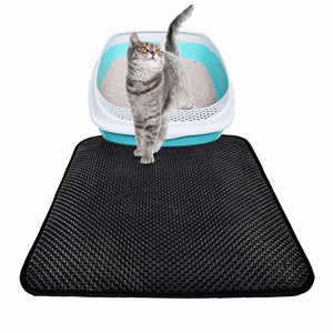 Cat Litter Mat EVA Double-Layer Cat Litter Beds Trapper Mats With Waterproof Bottom Layer - Black Black/M