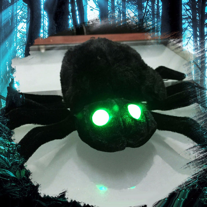 Voice Control Soft Black Plush Peluche Spider Funny Scary Toy For Halloween Decor, Party Horror Props Prank Joke Toy Black/OneSize