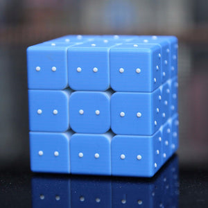 3 X 3 X 3 Magic Cubes Puzzle Rubiks Cube 3D Blind Points Educational Toys Gifts For Blind Kids Children Sky Blue