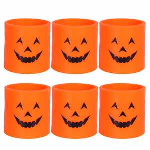 6Pcs Plastic Pumpkin LED Candle Light Lamp, Decorative Yellow Light For Halloween Party Yellow/Orange/0-5W