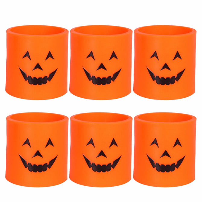 6Pcs Plastic Pumpkin LED Candle Light Lamp, Decorative Yellow Light For Halloween Party Yellow/Orange/0-5W