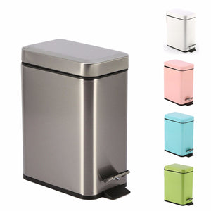 Pedal Household Square Trash Can Kitchen Living Room Bathroom With Lid Creative Paper Trash Can White