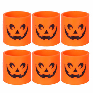 6 Pcs Plastic Pumpkin LED Candle Light Decorative Lamp Yellow Light For Halloween Party Yellow/Orange/0-5W