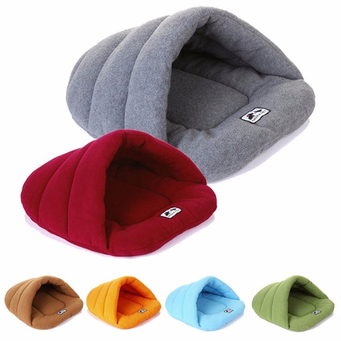 6 Colors Soft Fleece Winter Warm Pet Dog Bed Small Dog Cat Sleeping Bag Puppy Cave Bed Burgundy/M