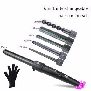 Burst Multi-function Tube Changer Curling Iron 6 - In - 1 Ceramic Curling Iron Wave Curling Iron Black/US