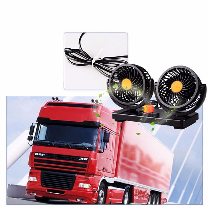 HX-T304 24V Double-headed Car Fan Portable 2-Mode Car Vehicle Truck Air Fan Adjustable Cooler Cooling Fan