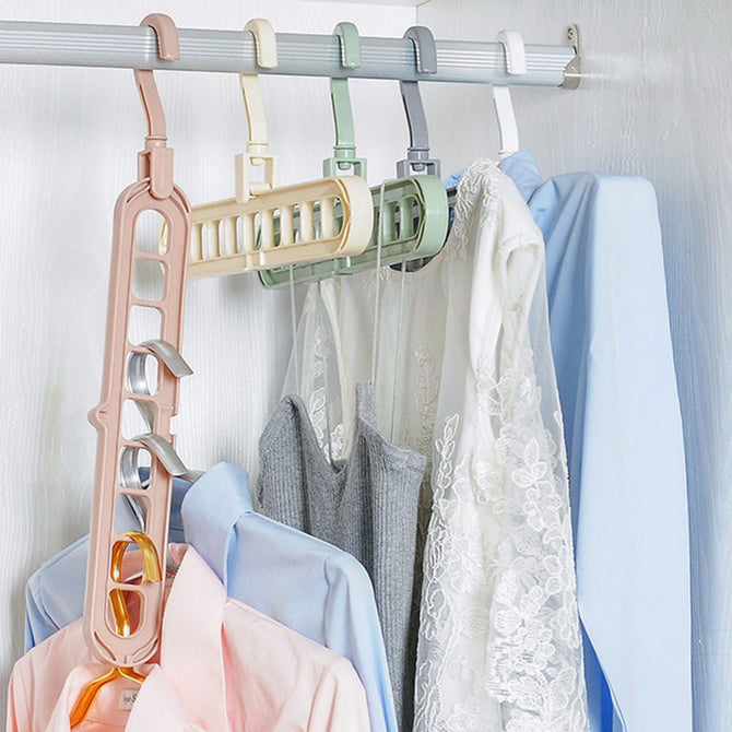 Plastic Home Magic Multi-Functional Dual Hanger Folding Clothes Hanger Clothing Drying Rack Gray