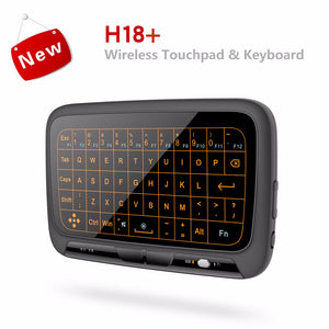 H18+ Wireless Air Mouse Mini Keyboard Full Screen Touch QWERTY Keyboard Touchpad With Backlight Function For Smart TV Black