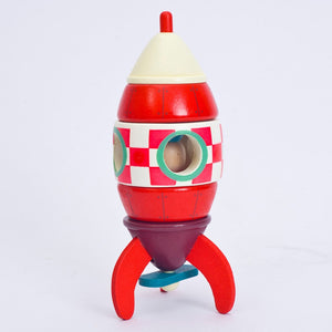 Magnetic Removal Disassembly Assembly Aircraft Rocket Helicopter Model Baby Wooden Toy Kid Educational Toys Gifts Sky Blue