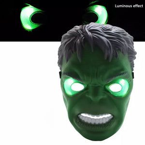 LED Glowing Super Hero Mask The Avengers Spiderman Captain America Iron Man Hulk Batman Party Cosplay Halloween Mask Toy Green