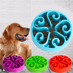 Slow Bowl Pet Feeder Slow Feed Interactive Bloat Stop Dog Cat Eating Dish Blue