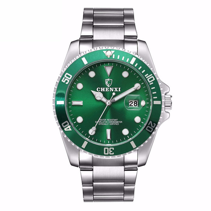 CHENXI Multi-Functional Waterproof Luminous Men\'s Quartz Wristwatch Watch With Steel Strap, Calendar Function Blue