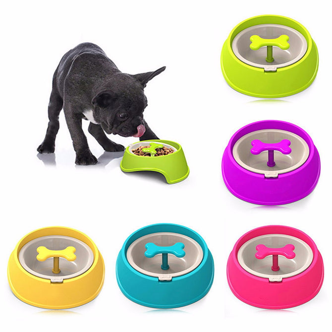 Fun Bone Shaped Slow Feeder, Dog Food Bowl, Water Bowl Dishes For Puppy Small Large Dog Pet Feeding Yellow/S